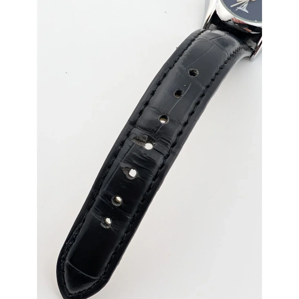 Rainforest Cafe Watch Women 28mm‎ Silver Case Blue Dial Black Band- New Battery